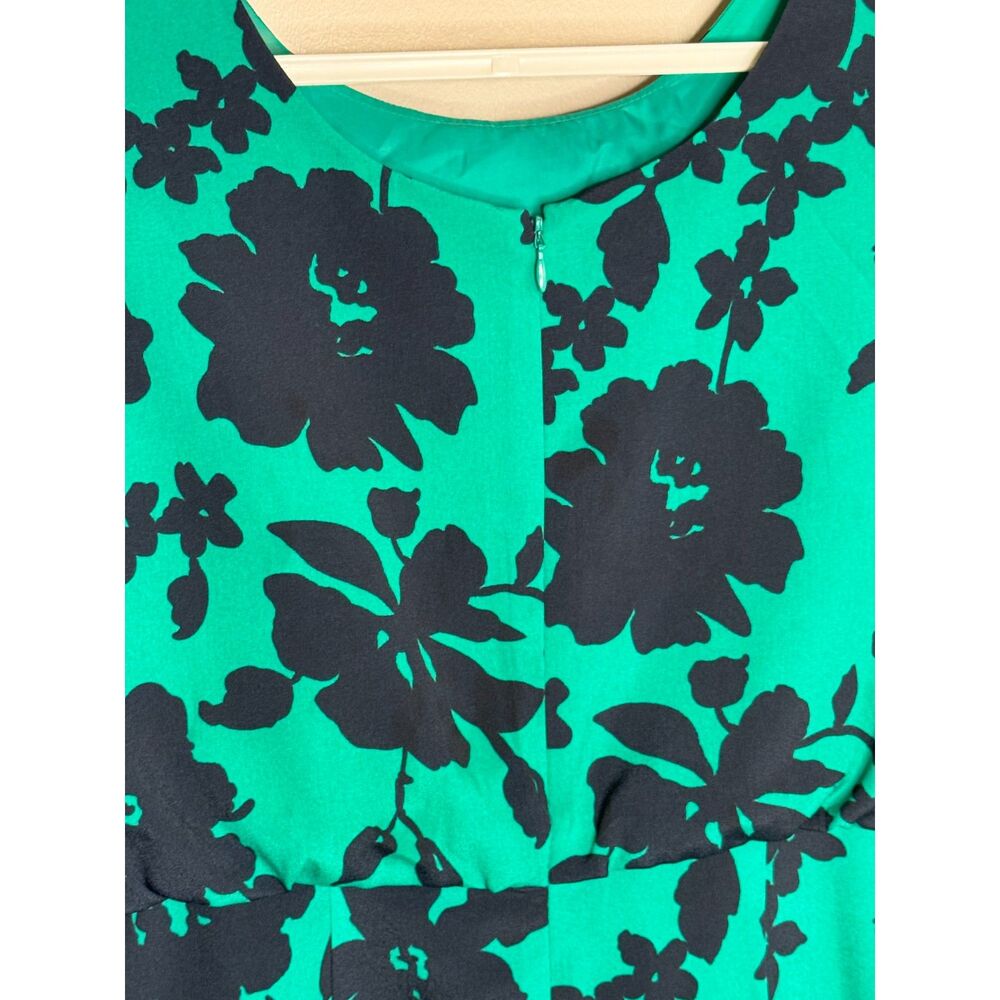 Ann Taylor Green Navy Floral Sheath Dress Size 2 Preppy Classic Office Cocktail - Picture 6 of 7